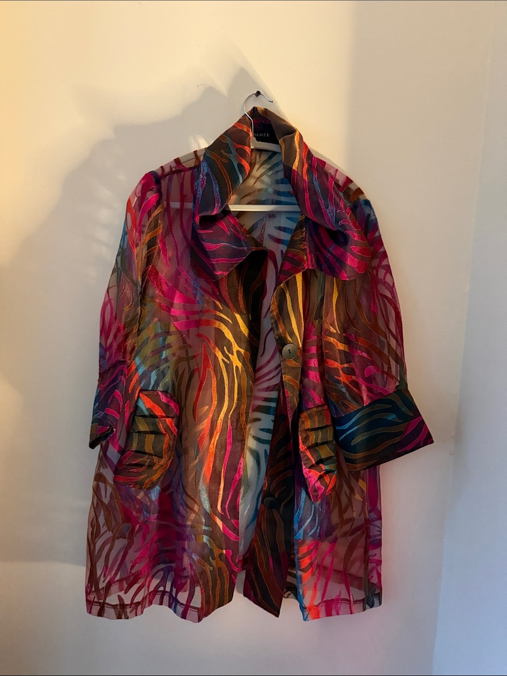 Sheer Multicolor Zebra-Print Jacket